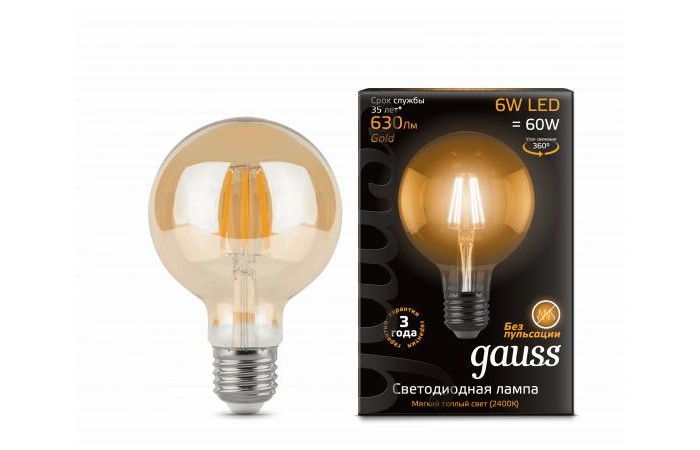 Светильник Gauss Лампа Filament LED G95 E27 6W 550lm 2400K, Лампа Filament LED G95 E27 6W 550lm 2400K
Светильник Gauss Лампа Filament LED G95 E27 6W 550lm 2400K, Лампа Filament LED G95 E27 6W 550lm 2400K