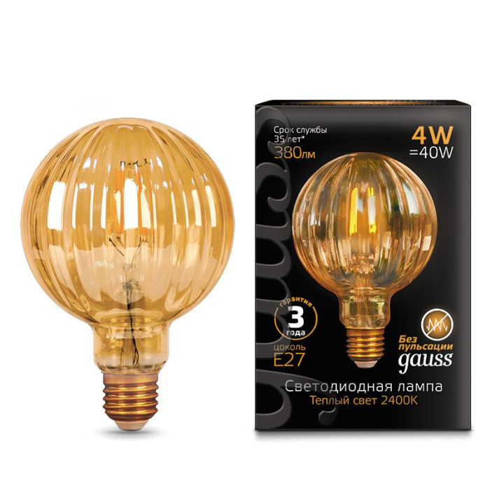 Светильник Gauss Лампа Filament LED Baloon golden Е27 G100 4W 380lm 2400К, Лампа Filament LED Baloon golden Е27 G100 4W 380lm 2400К
Светильник Gauss Лампа Filament LED Baloon golden Е27 G100 4W 380lm 2400К, Лампа Filament LED Baloon golden Е27 G100 4W 380lm 2400К