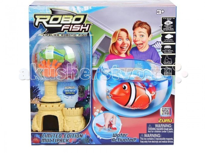 фото Интерактивная игрушка robofish роборыбка с 2 кораллами, замком и аквариумом
