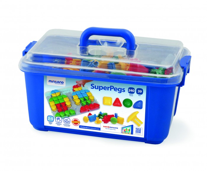 Miniland Мозаика Гигант Superpegs 240 элементов, Мозаика - артикул:59270 Miniland Мозаика Гигант Superpegs 240 элементов, Мозаика - артикул:59270