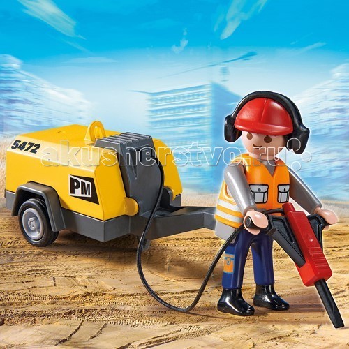 Конструкторы Playmobil Стройка: Строитель с отбойным молотком конструкторы playmobil стройка строитель с отбойным молотком