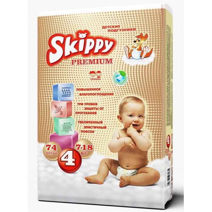 Skippy Подгузники Premium р. 4 (7-18 кг) 74 шт., Подгузники Premium р. 4 (7-18 кг) 74 шт.
Skippy Подгузники Premium р. 4 (7-18 кг) 74 шт., Подгузники Premium р. 4 (7-18 кг) 74 шт.