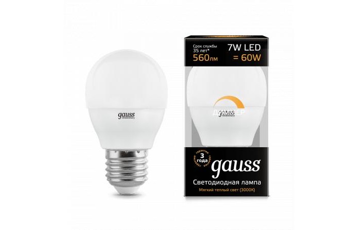 Светильник Gauss Лампа диммируемая шар-dim LED E27 7W 560lm 3000К, Лампа диммируемая шар-dim LED E27 7W 560lm 3000К
Светильник Gauss Лампа диммируемая шар-dim LED E27 7W 560lm 3000К, Лампа диммируемая шар-dim LED E27 7W 560lm 3000К