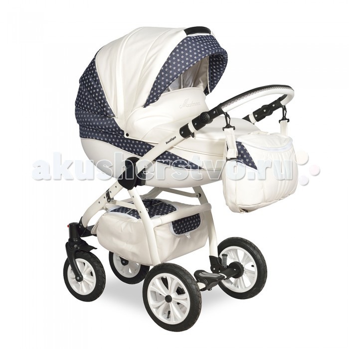 Коляска Indigo Madonna 17 S F 3 в 1Madonna 17 S F 3 в 1 Коляска Indigo Madonna 17 S F 3 в 1Madonna 17 S F 3 в 1Симпатичная, аккуратная MADONNA17 S 3в1 украшенная стильным серебристой вышивкой и декорированная вставками из экокожи, взгляды притягивает подобно магниту. Удивительная плавность линий, гармония сочетания элементов, мягкая маневренность, качественное исполнение – игнорировать такую красоту невозможно. Функциональность модели – на высоком уровне, комплектация, включающая люльку, «прогулку», автокресло, обеспечивают длительное комфортное использование коляски. Высококачественные материалы – гарантия и сохранности внешнего вида, и безопасности, и долговечности изделия. Все модули детской коляски Мадонна 3 в 1 имеют непромокаемое качественное покрытие, удачно дополненное капорами и накидками на ноги для холодной погоды. Автокресло категории 0+ также рекомендуется применять для перевозки детей весом до 13 кг в автомобиле или использовать в качестве переноски. модульная конструкция для детей с рождения до 3-х лет всесезонная эксплуатация качественное покрытие из материала с водоотталкивающим покрытием съемные детали из ткани можно стирать, используя деликатный режим в комплекте присутствуют полезные аксессуары: сумка для детских вещей, которая крепится на ручку, а также дождевик и противомоскитная сетка Шасси: рама повышенной устойчивости, прочная конструкция складывается по типу «книжки» для перевозки в багажнике или хранения 4 помповых колеса, передние могут вращаться на 360 градусов или фиксироваться для езды только прямо пластиковая имитация спиц на колесах Easy Stop – ножной тормоз с удобной системой активации и деактивации, которая не портит обувь родителей амортизация пружинного типа, двухуровневая регулируемая единая ручка с приятным для прикосновения покрытием очень глубокая и удобная корзина для багажа из прочного тканевого материала Люлька: для детей до 6 месяцев цельная конструкция с прочным непродуваемым каркасом дно — жесткое, ортопедическое регулируемый по высоте подголовник внутреннее покрытие сделано из натурального гигиеничного хлопка съемный мягкий матрасик внутри большой, тихо складывающийся капюшон со встроенной ручкой для переноски из эко-кожи, есть открывающаяся секция для вентиляции удобно крепящийся к каркасу чехол с отворотом модуль устанавливается на раму по ходу движения или против него можно использовать люльку как качалку за счет ее формы дна с внешней стороны Прогулочное сиденье: рекомендуется для применения детьми от полугода до трех лет сидение разработано для комфортного расположения ребенка, научившегося сидеть спинка — жесткая, имеет несколько фиксированных положений наклона, в том числе и горизонтальное подножка легко регулируется по высоте пятиточечные внутренние ремни настраиваются по комплекции ребенка бампер имеет покрытие, которое легко протирать, и мягкую перемычку между ножками бампер отстегивается или снимается по желанию складной защитный капюшон с козырьком от солнца и большим открывающимся отделением для вентиляции чехол на ножки утеплен модуль крепится на шасси лицом к маме или к дороге Автолюлька: категория 0+ для детей с рождения до достижения веса в 13 кг устанавливается спиной вперед на пассажирском сиденье крепится штатным ремнем безопасности автомобиля прочный каркас из пластика, достаточной для комфорта ребенка глубины мягкое, приятное на ощупь внутреннее покрытие трехточечные ремни безопасности легко натягиваются для защиты от солнца или непогоды пристегивается капюшон чехол для ножек не продувается, не намокает ручка для переноски устанавливается в несколько положений возможна установка модуля на шасси Размеры и вес: колесная база: шириной 61 см передние колеса диаметром 23 см, задние – 29 см.<br>