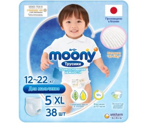 Moony Подгузники-трусики для мальчиков XL (12-17 кг) 38 шт.
