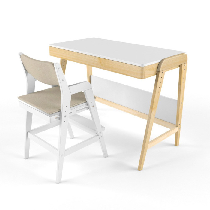 Детские столы и стулья 38 Попугаев Комплект растущий стол и стул с чехлом Вуди (белый/белый)