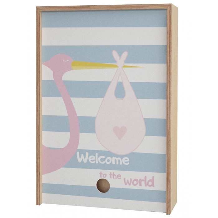 Акушерство Деревянная подарочная коробка Memory Box Stork 38х25х10 см
