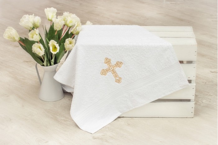 фото Alivia kids крестильное полотенце с крестом 130х70 12.703