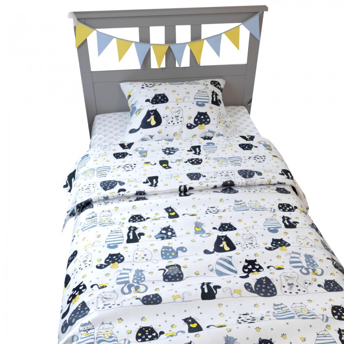 Постельное белье AmaroBaby 1.5 спальное Time to Sleep Котики (3 предмета)