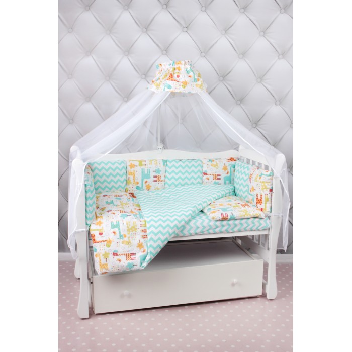 Комплект в кроватку AmaroBaby Premium Жирафики (19 предметов)