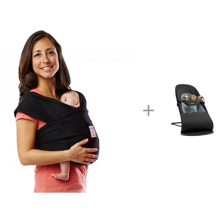 фото Слинг Baby K'tan Детская переноска Original и Кресло-шезлонг BabyBjorn Balance Soft + подвеска Balance