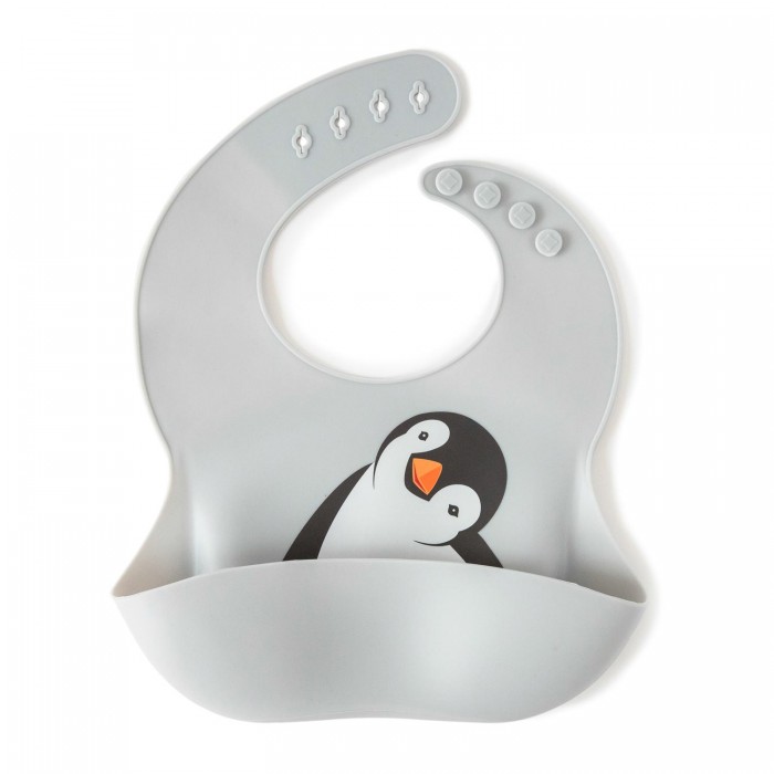 фото Нагрудник baby nice (отк) силиконовый с кармашком пингвиненок