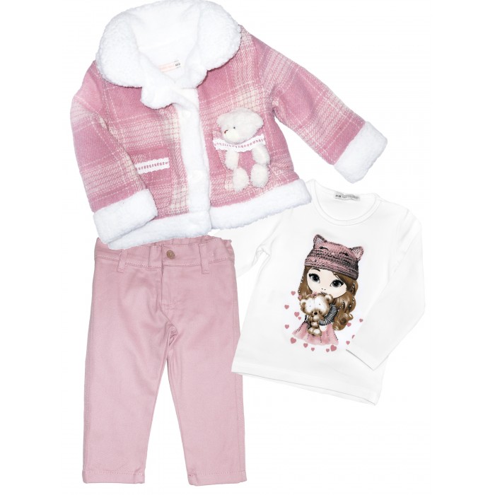 Baby Rose Комплект для девочки жакет, лонгслив, брюки 3583