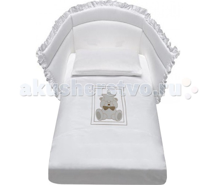 Комплект в кроватку Baby Italia Matisse (4 предмета)Matisse (4 предмета) Комплект в кроватку Baby Italia Matisse (4 предмета)Matisse (4 предмета)Повторяет выдержанную в мебели тематику, идеально вписывается в интерьер комнаты. Отличается высоким качеством пошива. Благодаря устойчивым красителям, белье сохраняет насыщенность красок и безупречный вид после стирки. Сет выполнен из экологически чистых и гипоаллергенных материалов, которые не вызовут раздражение нежной кожи малыша. Теплые тона и декор в виде оригинальной аппликации обеспечит ребенку комфортный сон и наполнят комнату атмосферой уюта и тепла. Характеристики: материал - 100% хлопок наполнитель бортиков и одеяла - 100% полиэстер отличается высоким качеством пошива декорирован аппликацией и вышивкой в виде забавного медвежонка со звездой бельё полностью безопасно и гипоаллергенно материалы не раздражают нежное тельце ребенка, и не доставляют ему неудобств удобство и простота в использовании качество материала обеспечивает лёгкость стирки и долговечность допустима стирка при температуре 30 градусов в деликатном режиме В комплекте: наволочка 55х35 см одеяло 130х60 пододеяльник 135х90 см борт высота 50 см<br>