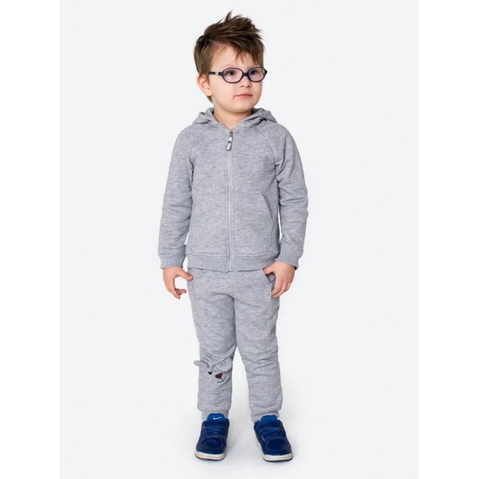 BabyBunny Детский трикотажный костюм (брюки, толстовка на молнии) с вышивкой Медвежонок