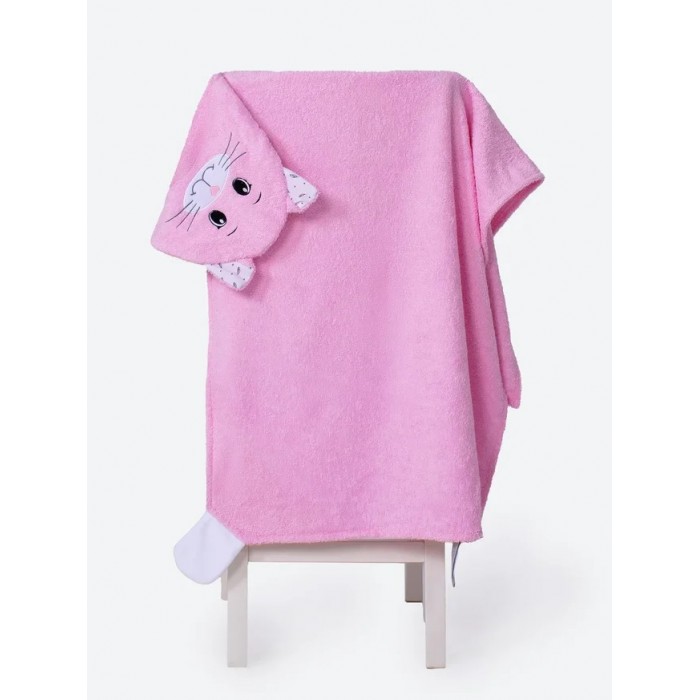 BabyBunny Полотенце детское махровое с капюшоном Кошечка M 125х65 см