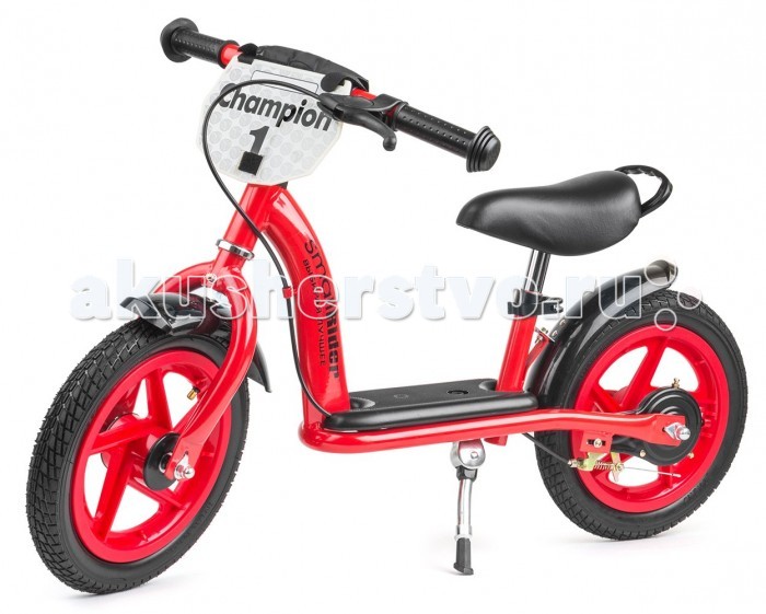 Беговел Small Rider Champion Deluxe самокатChampion Deluxe самокат Беговел Small Rider Champion Deluxe самокатChampion Deluxe самокатSmall Rider Champion Deluxe имеет столько функций, что можно сказать, что это почти что полноценный детский велосипед без педалей. Особенности: Надувные колеса 12 радиус; Ручной тормоз; Широкая платформа, куда ребенок может поставить ноги, оттолкнувшись от земли; Регулировка высоты сиденья без инструмента (руля с инструментом); Подножка; Ручка-переноска; Новая опция - 2 брызговичка; Эффектный дизайн и табличка Champion спереди.<br>
