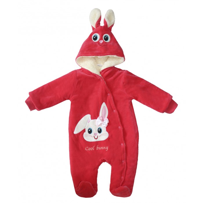 Комбинезоны и полукомбинезоны Bonito kids Комбинезон велюровый для девочки Зайчик OP362