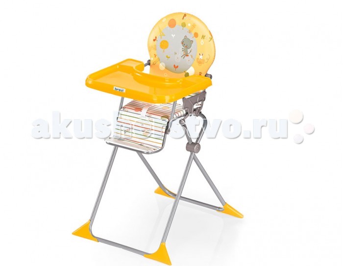 Стульчик для кормления Brevi JuniorJunior Стульчик для кормления Brevi JuniorJuniorСтульчик для кормления Brevi Junior Стульчик Brevi Junior имеет очень простую конструкцию и особенно удобен для дачи или дома. В сложенном состоянии стульчик Junior занимает совсем мало места и может уместиться в багажнике автомобиля. Стульчик очень удобен, так как имеет мягкую спинку сиденья. Сделан из стали, что обеспечивает безопасность и устойчивость. Особенности: соответствует нормам EN 14988 возрастная группа: от 6 месяцев до 36 месяцев 3-точечные ремни безопасности и планка разделитель для ног большой поднос для еды можно снять и придвинуть стульчик к столу прочный стабильный каркас из стали двойная боковая защита и двойной защитный замок для предупреждения случайного раскладывания компактный, в сложенном виде легко помещается в багажник автомобиля Аксессуары: поднос размером 58,50х50,50 см можно снять, чтобы пододвинуть стульчик к столу. Имеет 2 положения и легко регулируется, снабжен предохраняющим от соскальзывания механизмом практичный универсальный матрасик - редуктор из махровой ткани, предназначен для более удобного использования стульчика для кормления подушка-редуктор, с удобным мягким сиденьем, для детей от 4 месяцев Меры предосторожности: возрастная группа: с момента, когда ребёнок начинает сидеть самостоятельно (6 месяцев) и до 36 месяцев никогда не оставляйте ребёнка без внимания на высоком стульчике всегда пристёгивайте малыша с помощью ремней безопасности будьте особенно внимательны, когда сажаете ребёнка на стульчик и вынимаете его оттуда никогда не ставьте стульчик на скользкую или неровную поверхность когда стульчик сложен, ставьте его в недоступное для детей место Габариты: Размер в сложенном виде шхдхв: 60х33х72 см Размер в собранном виде шхдхв: 60х67х105 см Вес: 5,7 кг<br>