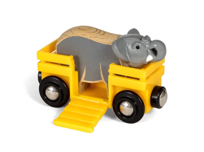 Купить Железные дороги, Brio Вагончик со слоном (2 элемента)