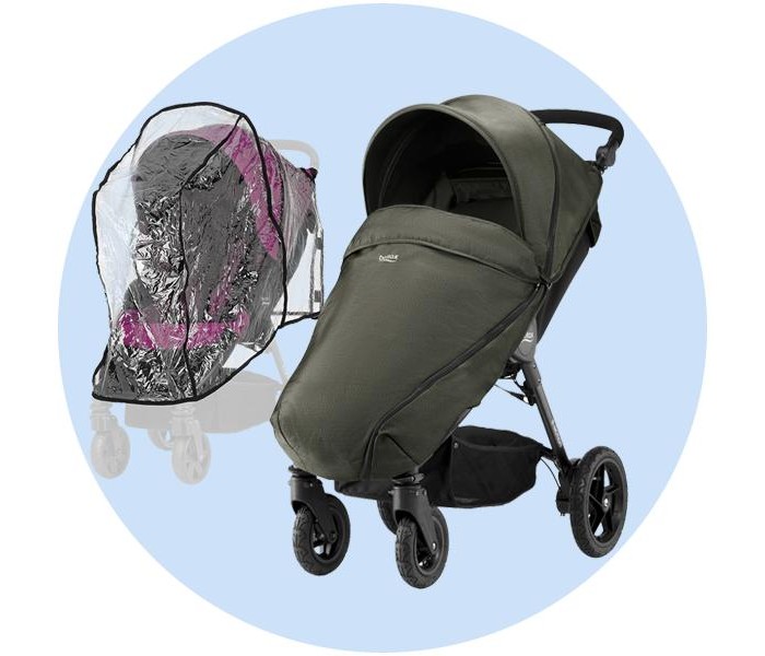 фото Прогулочная коляска britax b-motion 4 с накидкой на ножки и дождевиком