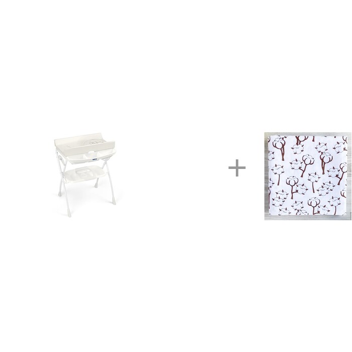Пеленальный столик CAM Volare с ванночкой и Муслиновая пеленка Mjolk Хлопок 80x80 см - фото 1
