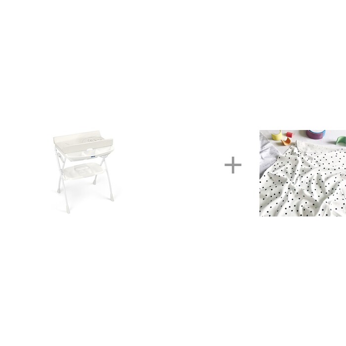 фото Пеленальный столик cam volare с ванночкой и сет из 2-х горошки/hello mommy 120х85 см