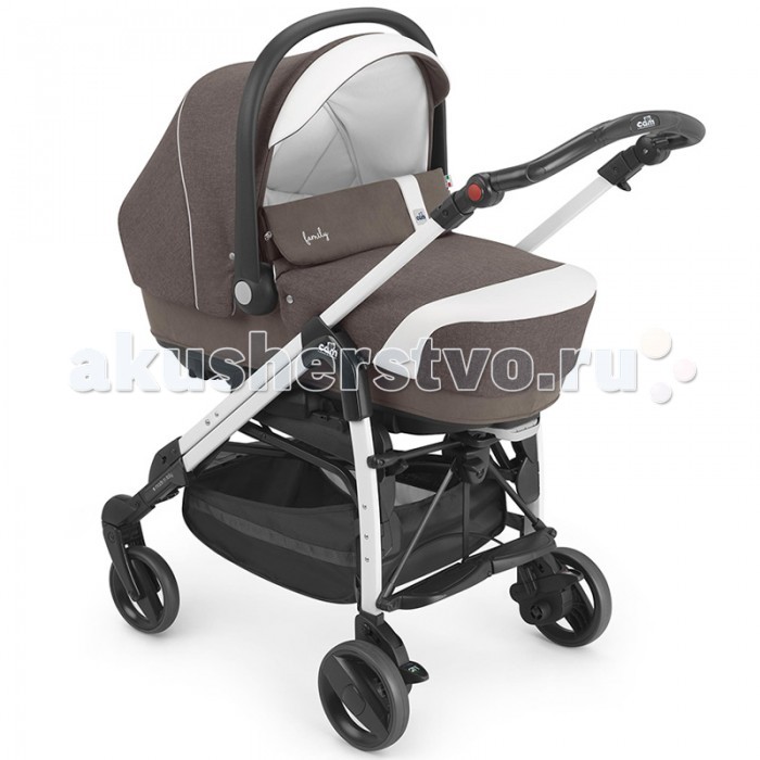 Коляска CAM Combi Family 3 в 1Combi Family 3 в 1 Коляска CAM Combi Family 3 в 1Combi Family 3 в 1Новая многофункциональная коляска, которая включает в себя: люльку, которую можно перевозить в автомобиле, ремни безопасности, ручки для переноски и сумку; автокресло ByeBye, предназначенное для детей в возрасте от 0 до 1 года (от 0 до 13 кг); коляску Pretty с плавающими передними колесами, жестким набивным сиденьем, регулируемой в четырех положениях спинкой и в двух положениях подставкой для ножек, снабженной сеткой и тентом от солнца. Особенности: двойные передние колеса шасси облегченное, компактно складывается, удобно для хранения и перевозки независимые тормоза на все колеса спинка прогулочного сиденья утепленная, регулируется в 4-х положениях, до 160 градусов пятиточечные ремни безопасности съемный бампер. В комплект входит: 1. Люлька. Люлька предназначена для детей в возрасте от 0 до 6 месяцев, оснащена ремнями безопасности и удобной подвижной ручкой для переноски. Это самая широкая люлька в своём классе. Люлька отлично вентилируется, т.к. все внутренние покрытия люльки выполнены из 100% хлопка. Люлька имеет систему качалки, легко снимается и устанавливается при помощи оригинальной системы крепления Quicky System. Размеры: 34.3х21х83.5 см; Вес-4.9 кг. 2. Сумка. Внутренняя поверхность сумки сделана из РВХ и легко моется. Сумка стирается при температуре 30 С. 3. Автокресло. Автокресло-переноска для детей в возрасте от 0 до 13 кг. Автокресло снимается и устанавливается на шасси при помощи новой системы крепления «Quicky System». Оснащено ремнями безопасности. Ручка для переноски регулируется. Мягкое сидение и подголовник. Может крепиться как на заднем, так и на переднем сиденье автомобиля, при помощи штатных ремней безопасности. На передней и задней части имеются два удобных отделения для аксессуаров. Может использоваться, как качалка. Размер: 44х69х60 см; Вес - 4 кг. 4. Прогулочная часть «Pretty Cross» с шасси, для детей, в возрасте от 4 месяцев до 4 лет. Шасси складывается по принципу зонтика, с помощью оригинальной системы компактного складывания «Via-Via». Размер: 51.5х88х104.5 см; вес-9 кг Все покрытия снимаются и стираются при температуре 30 С. В комплекте: корзина для покупок, сумка, универсальный дождевик, в качестве чехла для ног используется верхний тент люльки для ножек, тент от солнца. Люлька и автокресло устанавливаются на шасси с прогулочной частью при помощи переходников, входящих в комплект. Коляска Cam «Combi Family» сделана в соответствие с европейским стандартом качества для детских товаров, из гиппоаллергенных материалов.<br>