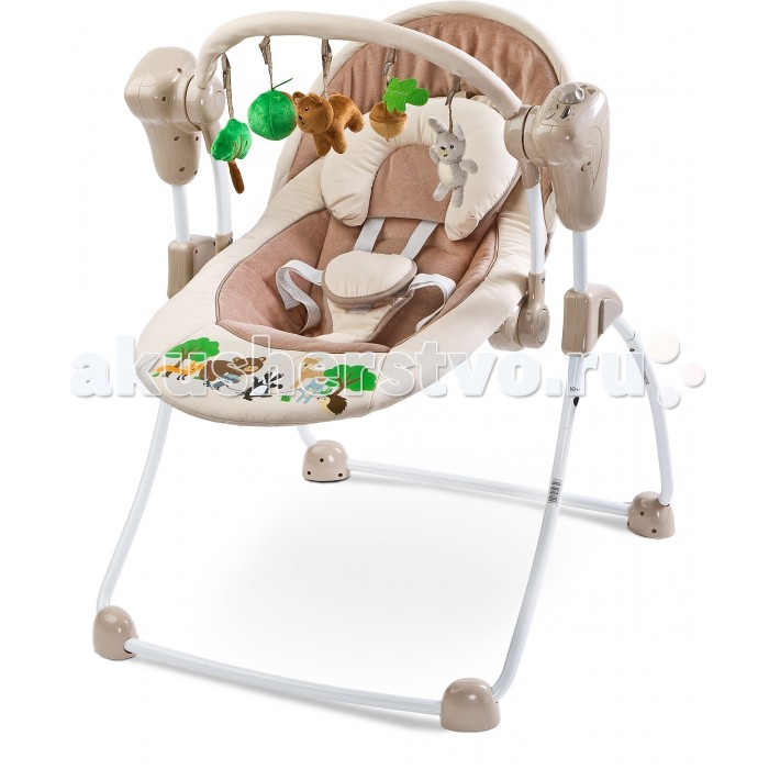 Электронные качели Caretero ForestForest Электронные качели Caretero ForestForestЭлектронные качели Caretero Forest легкие и компактные качели для ребенка, которые почти плоские в сложенном виде. Повторяющийся мотив представляет собой пакет животных друзей леса , которые сопровождают ребенка на игрушечном баре и на обивке. Он имеет удобную ручку для регулировки скорости качания, таймер и встроенные мелодии. Входящий в комплект москитная сетка позволяет использовать swint на террасе или в саду. Особенности: качели для детей от рождения, весом до 9 кг быстро и легко складываются в комплект входит москитная сетка, что позволяет использовать качели на террасе или в саду съемная карусель с веселыми плюшевых игрушек Блок управления питанием с батареями (4 х 1,5В АА) или с помощью прилагаемого адаптера переменного тока 5 скоростей качания и таймер, который переключает свинг отключается через 8, 15 или 30 минут устойчивые ножки с противоскользящими подушечками Безопасное использование благодаря 5-точечные ремни безопасности с мягкой промежности колодки красочная обивка сделаны из тонких тканей с веселым печатным рисунком лесных животных<br>