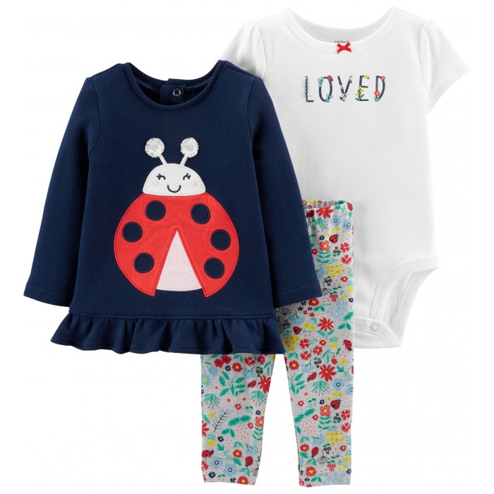 Комплекты детской одежды Carters Комплект для девочки Божья коровка (3 предмета)