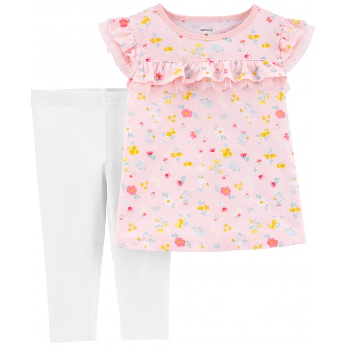 Комплекты детской одежды Carters Комплект для девочки Цветочки (2 предмета)