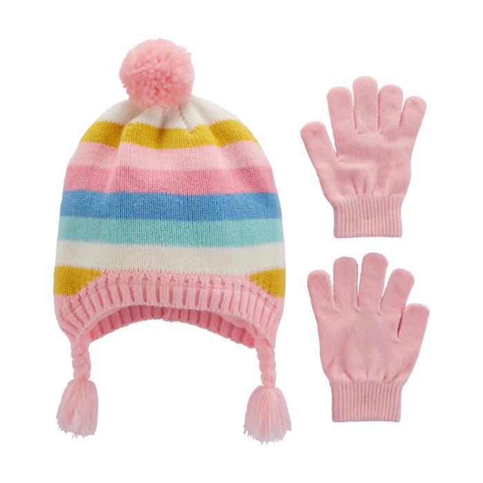 Шапки, варежки и шарфы Carter's Комплект для девочки (шапка, перчатки) 3M546410