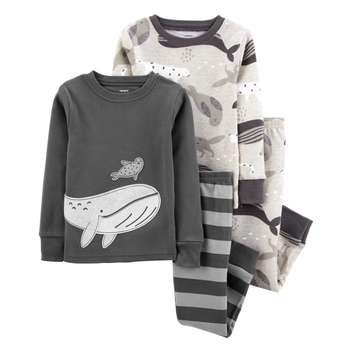 Домашняя одежда Carter's Пижама для мальчика с китами (4 предмета) 1M677510
