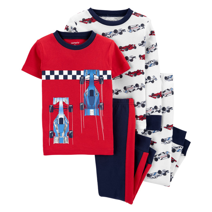 Домашняя одежда Carter's Пижама для мальчика с гоночными машинами (4 предмета) 1I555210/2I555210