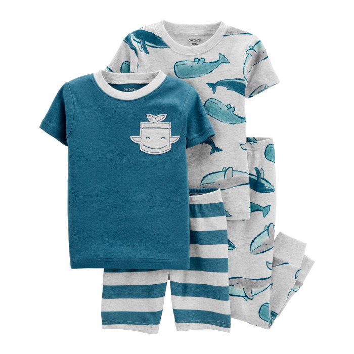 Домашняя одежда Carter's Пижама для мальчика с китами (4 предмета)