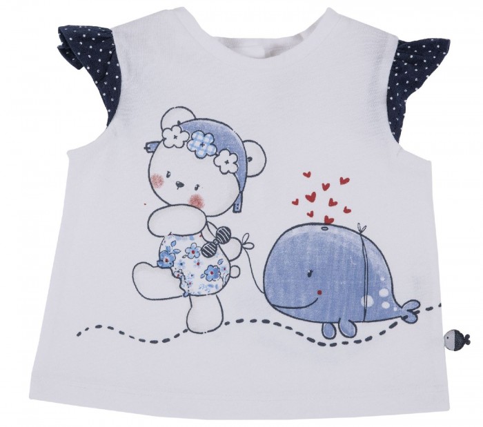 

Chicco Футболка для девочки Мишка с китом, Футболка для девочки Мишка с китом