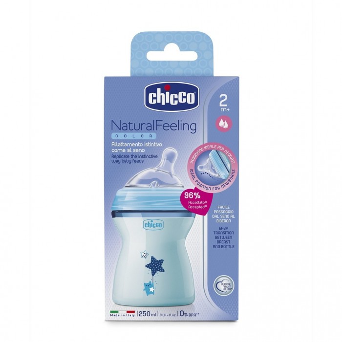 Бутылочки Chicco Natural Feeling силикон, с флексорами 250 мл. 2 мес. бутылочки chicco набор для новорождённых natural feeling 2 шт 150 мл 250 мл