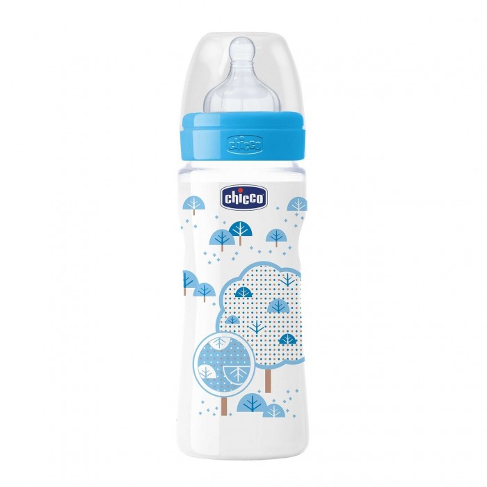 Бутылочка Chicco Well-Being Boy силиконовая соска быстрый поток РР 4 мес. 330 мл 310205116 - фото 1