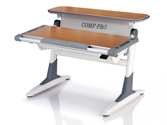 Comf-Pro Парта CohoПарта Coho Comf-Pro Парта CohoПарта CohoComf-Pro Парта Coho изготовлена из экологически чистого МДФ и отвечает стандарту Е0. Все материалы конструкции стола не содержат вредных веществ. Передний пенал органайзер для быстрого доступа к ручкам, фломастерам, и прочей мелочи, оборудован съемными линейками, которые так же служат подставками под руки ребенка. Боковые пеналы стола Coho удержат канцелярию на месте при наклоне столешницы. Высота столешницы изменяется с помощью газ-лифта немецкой компании Stabilus, это обеспечивает плавность и безопасность регулировки. Задняя полочка остается не подвижной, а дополнительный ящик делает стол более эргономичным. Ножки стола имеют точную подстройку, для установки на не ровных поверхностях. Толщина столешницы составляет 26 мм. Размеры: Ширина, см: 106 Глубина, см: 76 Max высота столешницы: 76 см. Min высота столешницы: 54 см. Регулировка высоты: Да Угол наклона: 0-20 град. Высота, см: 54 - 76<br>