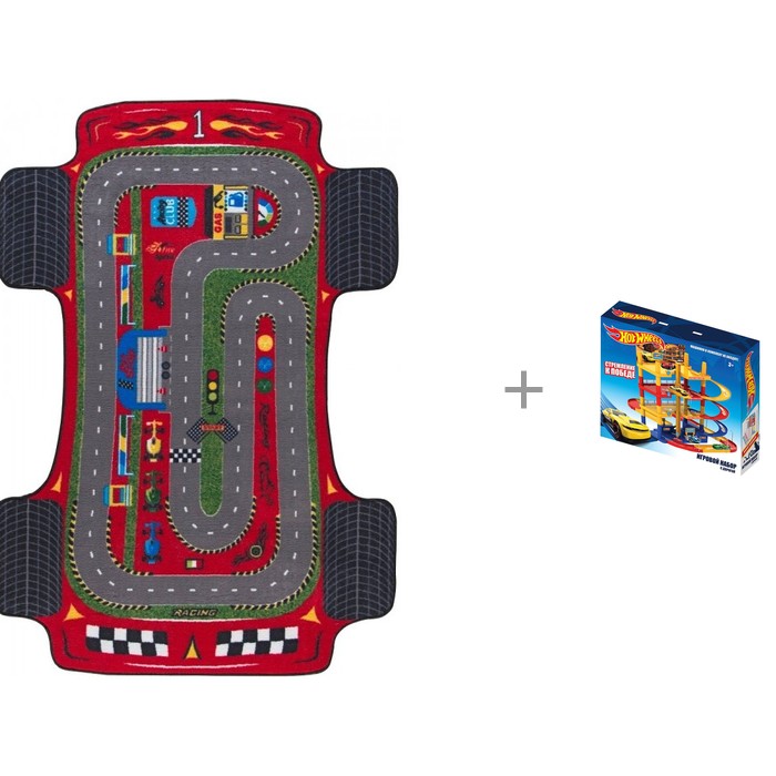 фото Confetti Коврик Rugs Racer Anti-slip 10 мм 133х190 см и Игровой набор Hot Wheels парковка с дорогой