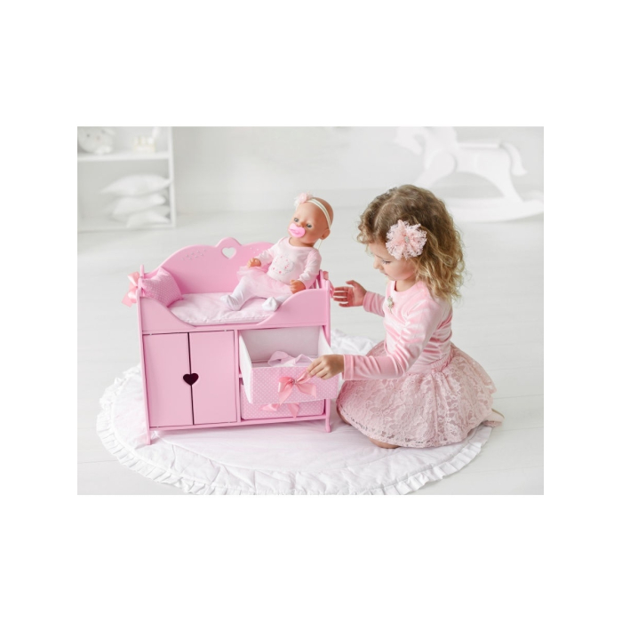 Кроватка для куклы ПК Лидер Diamond princess Многофункциональный комплекс с постельным бельем 71319/72319