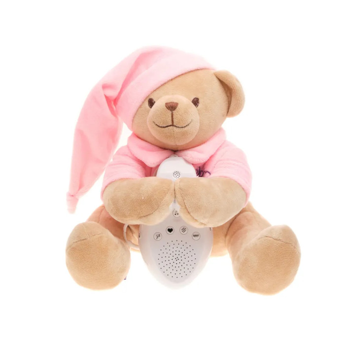 фото Комфортер drema babydou медведь с белым и розовым шумом 20 см