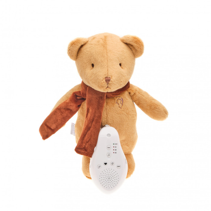 Мягкая игрушка Drema BabyDou Мишка в шарфе с белым и розовым шумом
