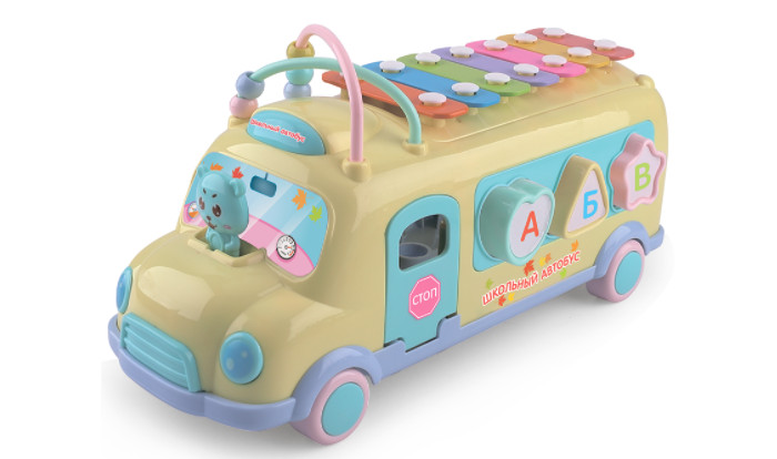 Развивающие игрушки Elefantino Сортер-каталка-ксилофон с лабиринтом Школьный автобус IT1072