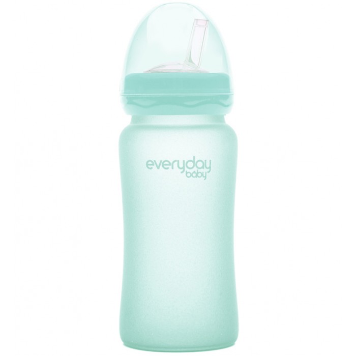 Поильник Everyday Baby Стеклянная бутылочка с трубочкой с защитным силиконовым покрытием 240 мл