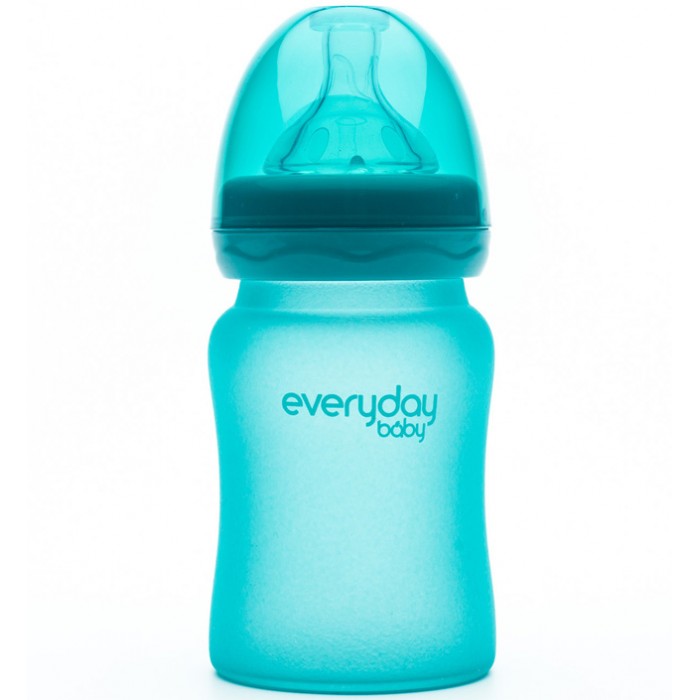 Бутылочка Everyday Baby Стеклянная с индикатором температуры и защитным силиконовым покрытием 150 мл