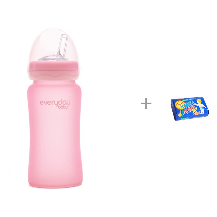 Поильник Everyday Baby Стеклянная бутылочка с трубочкой с защитным покрытием 240 мл и Мыло Свобода Тик-так 15