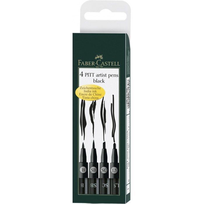 Развитие и школа , Канцелярия Faber-Castell Капиллярные ручки в футляре Pitt Artist Pen 4 шт. арт: 368738 - Канцелярия Развитие и школа , Канцелярия Faber-Castell Капиллярные ручки в футляре Pitt Artist Pen 4 шт. арт: 368738 - Канцелярия