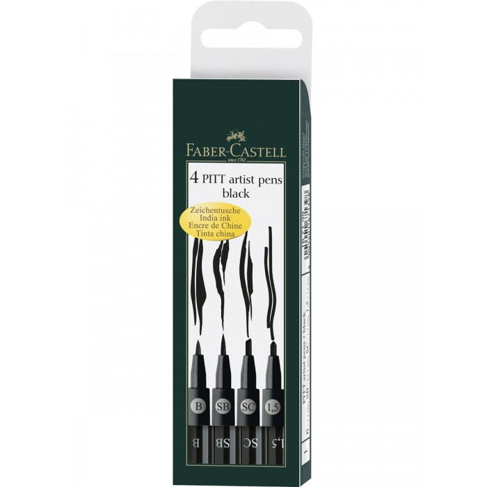 

Faber-Castell Капиллярные ручки Pitt Artist Pen с разными наконечниками 4 шт., Капиллярные ручки Pitt Artist Pen с разными наконечниками 4 шт.