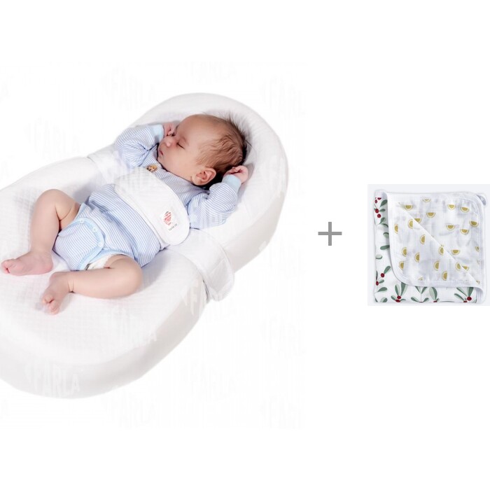 фото Матрас farla кокон-люлька для новорожденного baby shell и одеяло mjolk двустороннее брусника/солнышки